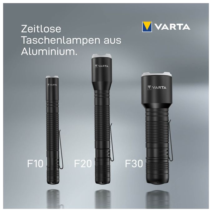 Taschenlampe LED inkl. 2x AA Batterien, Aluminium Light F20 Pro Leuchte, Lampe mit drei Leuchtmodi, Taschenleuchte mit Aluminiumgehäuse, texturiertem Griff, stoßfest 