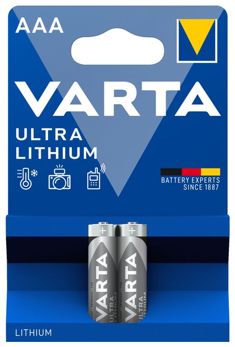 AAA Lithium 1,5 V 2 Stück  Ultra Lithium Batterie (Grau/Silber) 