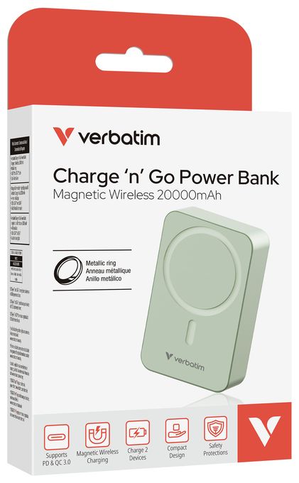 20000 mAh Powerbank USB Typ-C Kabelloses Laden  Charge 'n' Go Essentials (Grün) 