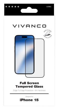 Klare Bildschirmschutzfolie Glas 9H für  Apple iPhone 15 Stoßfest, Schmutzabweisend, Schlagfest, Kratzresistent 63882 