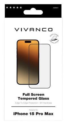 Klare Bildschirmschutzfolie Glas 9H für  Apple iPhone 15 Pro Max Stoßfest, Schmutzabweisend, Schlagfest, Kratzresistent 63941 