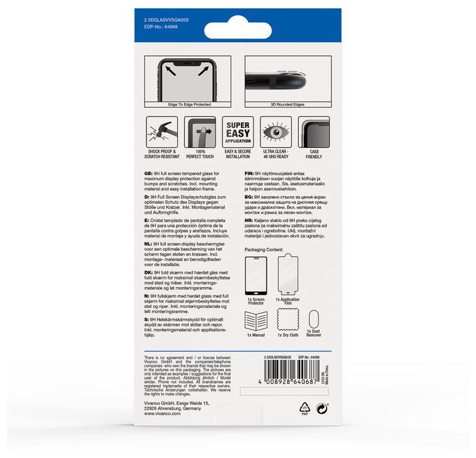 Klare Bildschirmschutzfolie gehärtetes Glas 9H für  Samsung Galaxy A05s Schmutzabweisend, Schlagfest, Kratzresistent, Splitterfrei 64068 
