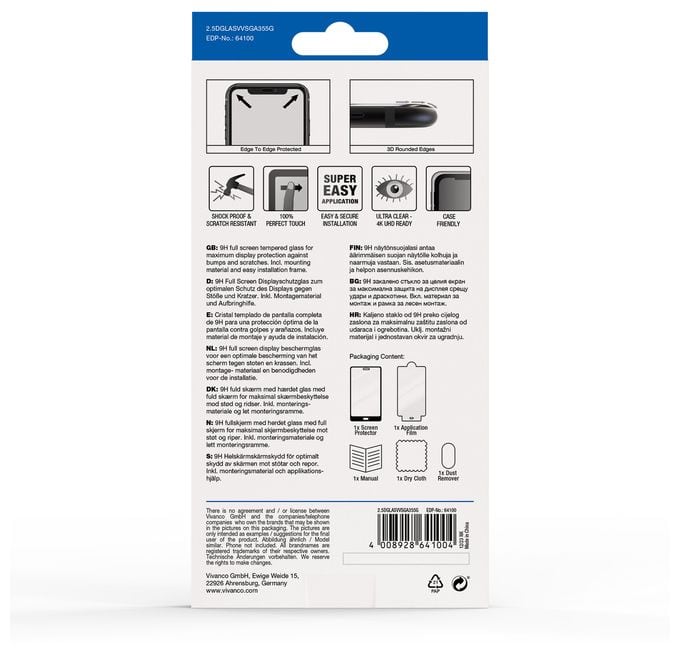 Klare Bildschirmschutzfolie gehärtetes Glas 9H für  Samsung Galaxy A35 5G Schmutzabweisend, Schlagfest, Kratzresistent, Splitterfrei 64100 