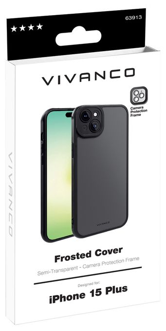 Cover für Apple iPhone 15 Plus (Schwarz, Transparent) Frosted 