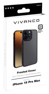 Cover für Apple iPhone 15 Pro Max (Schwarz, Transparent) Frosted 