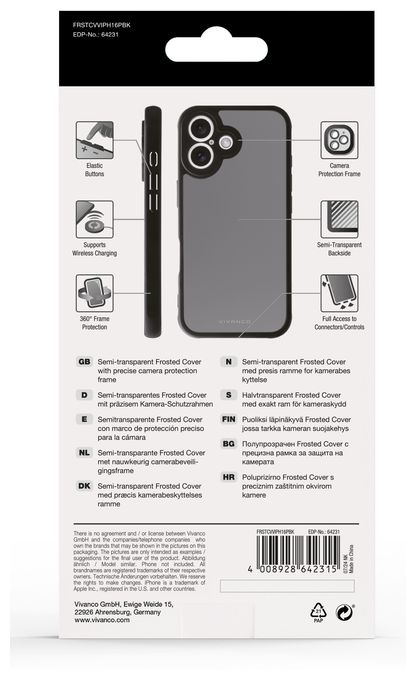 Cover für Apple iPhone 16 Pro (Schwarz, Durchscheinend) Frosted 