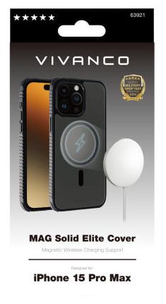 Cover für Apple iPhone 15 Pro Max (Schwarz, Transparent) Mag Solid Elite 