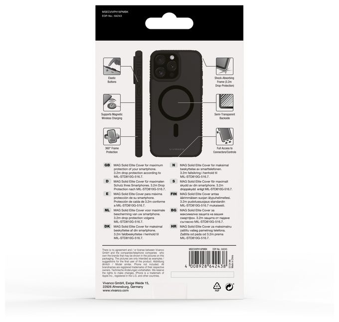 Cover für Apple iPhone 16 Pro Max (Schwarz, Durchscheinend) Mag Solid Elite 
