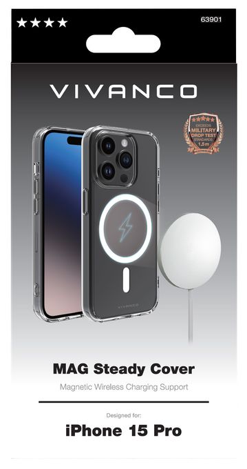 Mag Steady Anti Shock Cover, Magnetic Wireless Charging Support für iPhone 15 Pro 