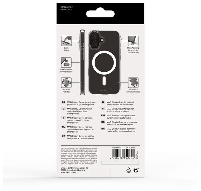 Cover für Apple iPhone 16  Mag Steady Anti Shock (Transparent, Weiß) 