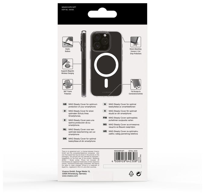 Cover für Apple iPhone 16 Pro  Mag Steady Anti Shock (Transparent, Weiß) 