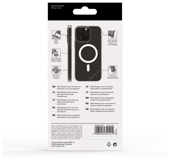 Cover für Apple iPhone 16 Pro Max  Mag Steady Anti Shock (Transparent, Weiß) 