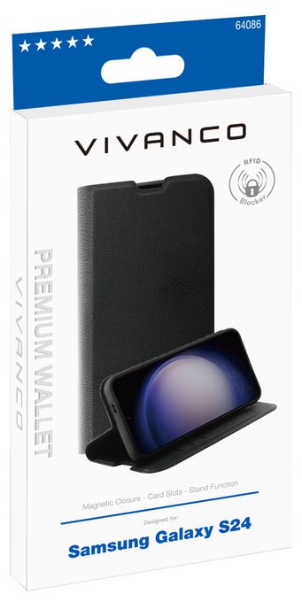 Geldbörsenhülle für Samsung Galaxy S24  Premium Wallet (Schwarz) 