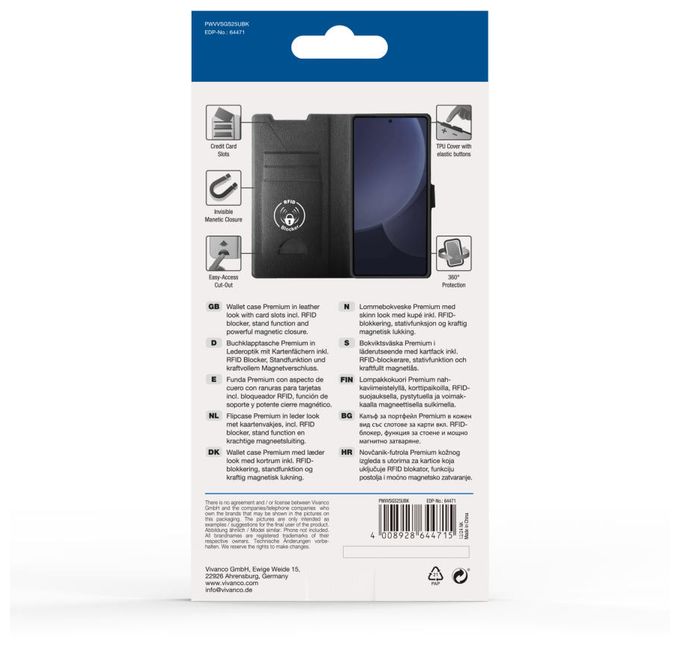 Geldbörsenhülle für Samsung Galaxy S25 Ultra  Premium Wallet (Schwarz) 