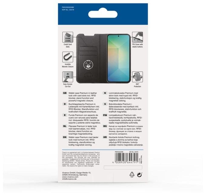 Geldbörsenhülle für Samsung Galaxy S25  Premium Wallet (Schwarz) 