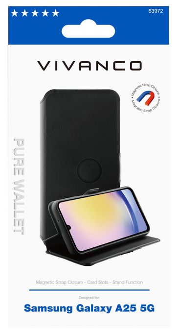 Geldbörsenhülle für Samsung Galaxy A25 5G  Pure Wallet (Schwarz) 