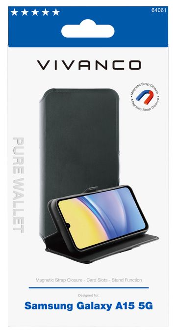 Geldbörsenhülle für Samsung Galaxy A15 5G  Pure Wallet (Schwarz) 