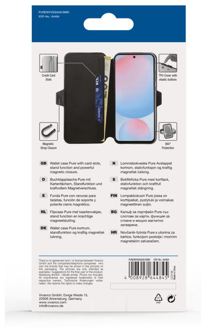 Geldbörsenhülle für Samsung Galaxy A36 5G, Galaxy A56 5G  Pure Wallet (Schwarz) 