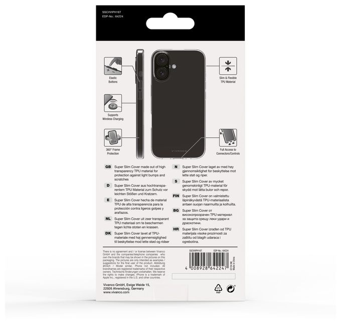 Cover für Apple iPhone 16  Super Slim (Transparent) 