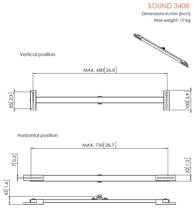 Wandhalterung bis max. 10 kg Sound 3400 