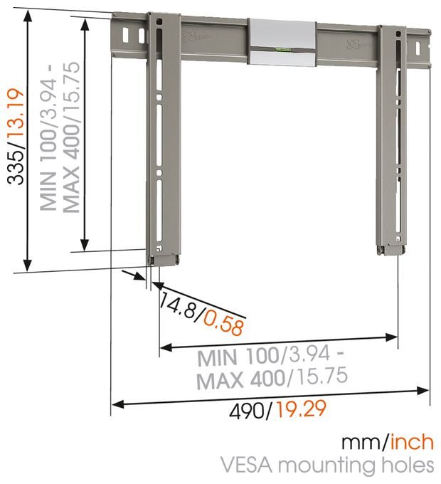 Wand Halterung bis 139,7 cm (55") 25 kg Thin 205 UltraThin 
