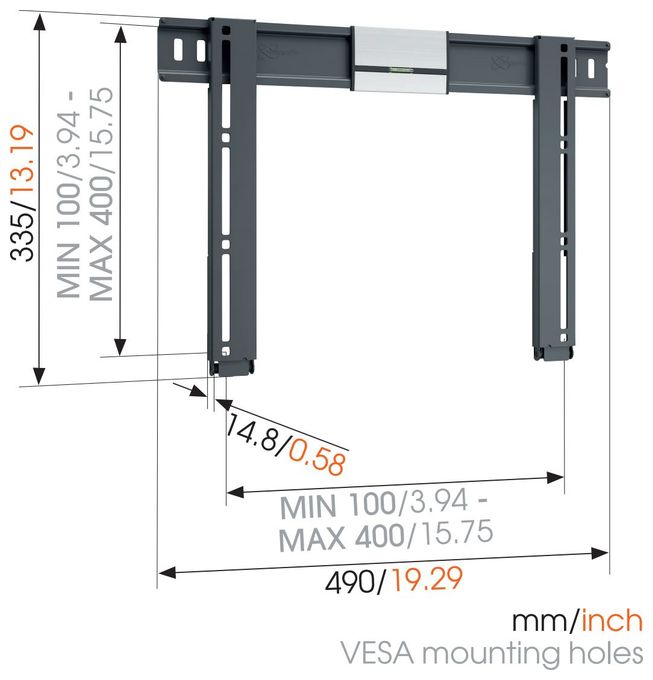 Wand Halterung 0° bis 139,7 cm (55") 25 kg Thin 405 flache 