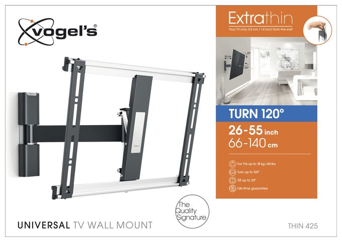 Wand Halterung bis 139,7 cm (55") 18 kg 0 - 20° Thin 425 