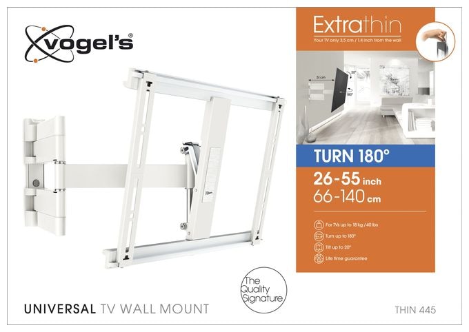 Wand Halterung 180° bis 139,7 cm (55") 18 kg 0 - 20° Thin 445 