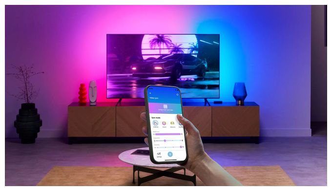 LED Set für intelligente Beleuchtung 3400 mm Multi Sync Box Starter-Kit – Umgebungslicht für 75–85 Zoll Fernseher 