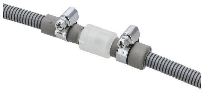 220733 Rückschlagventil mit 2 Schlauchschellen (für Ablaufschläuche bis 10 mm Durchmesser) 