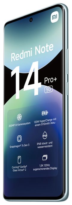 256 GB 5G Smartphone 16,9 cm (6.67 Zoll) 200 MP Dreifach Kamera Dual Sim WiFi 6E (Frost Blue) Redmi Note 14 Pro+ 