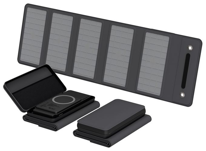 10000 mAh Powerbank USB Typ-C Kabelloses Laden  Solid (Schwarz) 