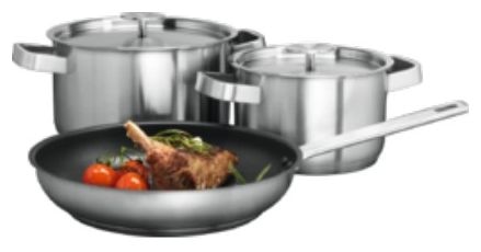 (Edelstahl) A3SS Koch-und Bratset aus Bratpfanne 24 cm + 2 Töpfen 16 cm und 20 cm 