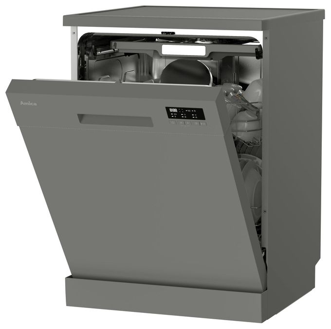 60 cm Geschirrspüler freistehend leise 15 Maßgedecke aquaStop Funktion (Silber) GSP 545 470 