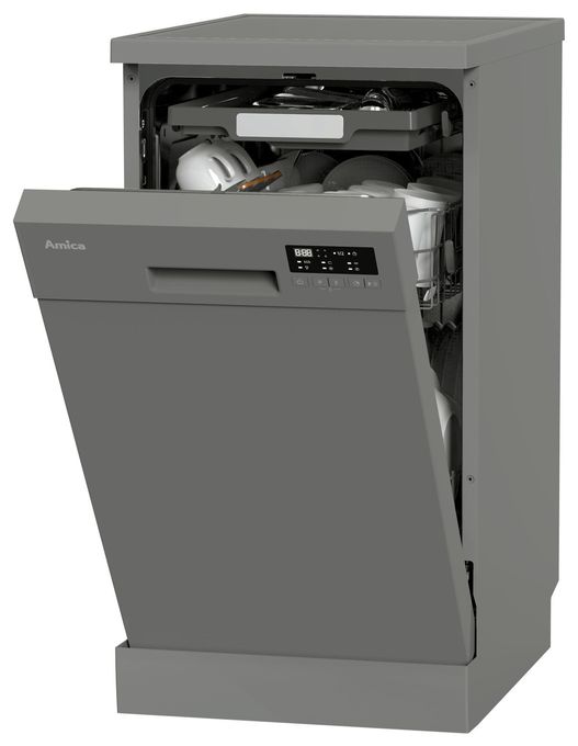 45 cm Geschirrspüler freistehend leise 11 Maßgedecke aquaStop Funktion (Grau) GSP531470SM 