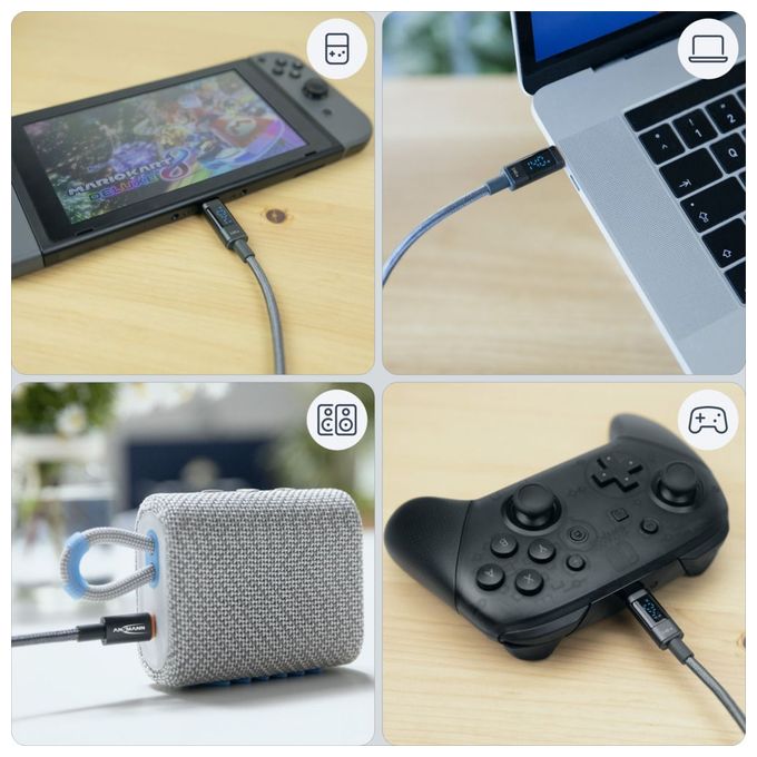 0,48 Gbit/s Stecker Rundkabel USB C auf USB C bis 140 W 1,2 m  1700-0176 (Anthrazit) 