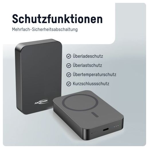 10000 mAh Powerbank USB Typ-C Kabelloses Laden  1700-0199 (Anthrazit) 