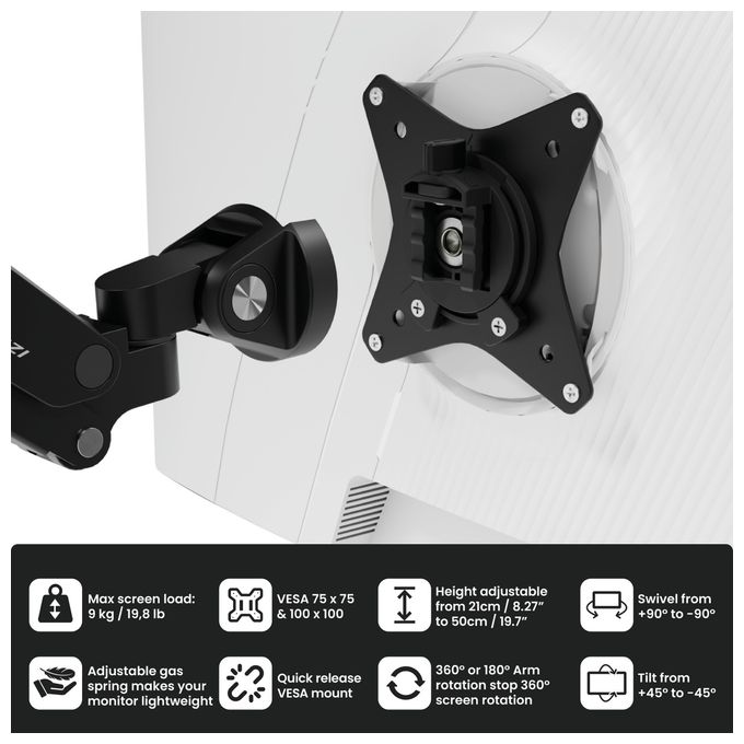 Monitorarm bis 9 kg  Alzare Neo (Schwarz) 