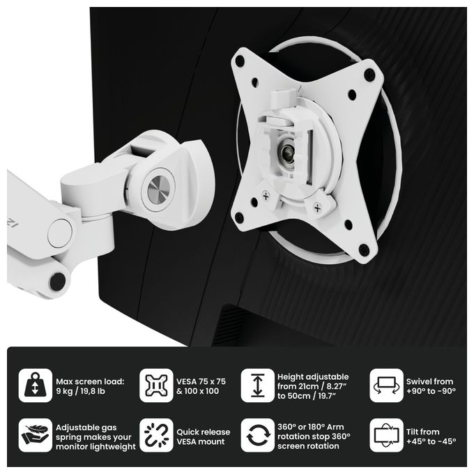 Monitorarm bis 9 kg  Alzare Neo (Weiß) 