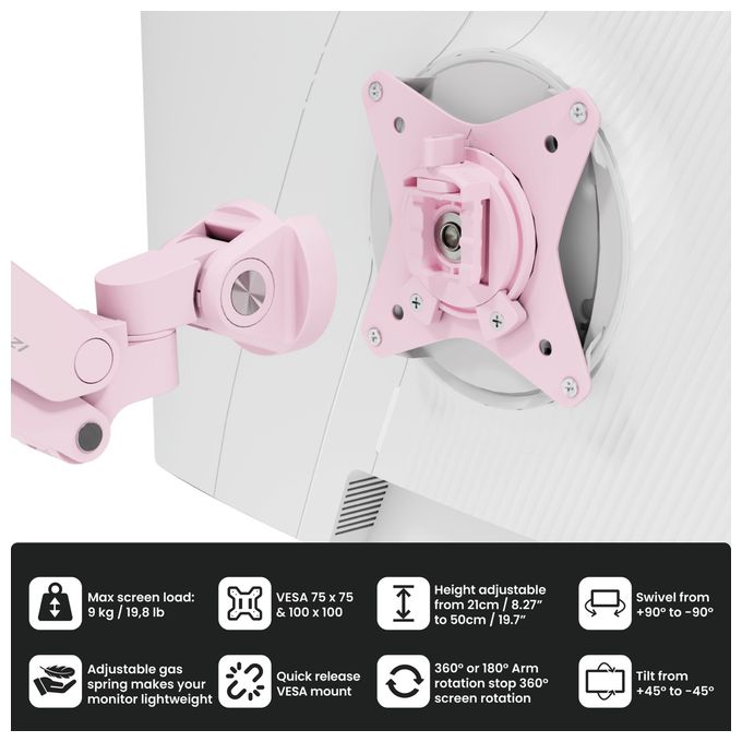 Monitorarm bis 9 kg  Alzare Neo (Pink) 