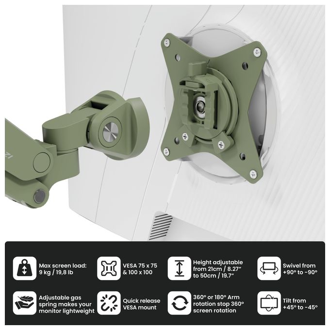 Monitorarm bis 18 kg  Alzare Neo Duo (Grün) 
