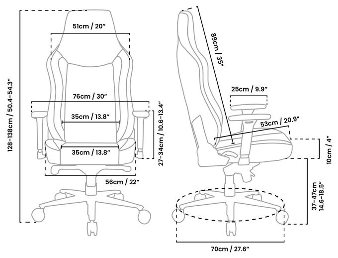 Gamingstuhl bis 170 kg (Schwarz) Vernazza XL SoftPU 
