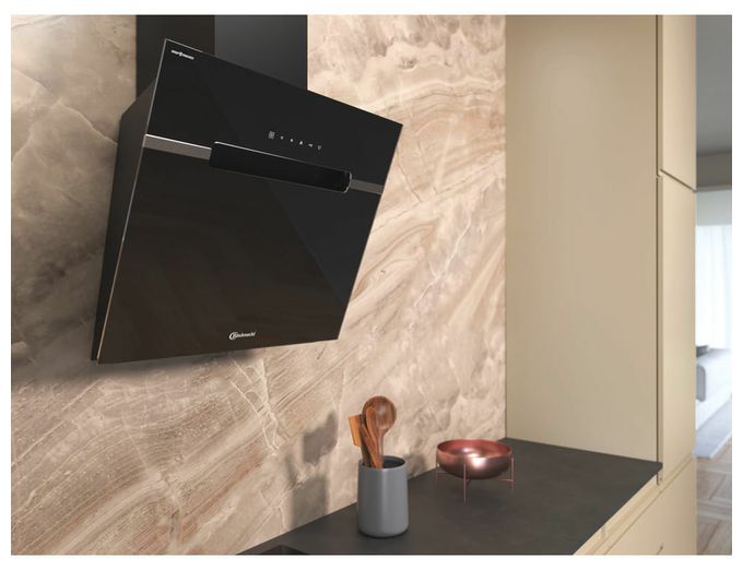Abluft/Umluft Dunstabzugshaube/Esse Wand 60 cm (Schwarz) BHVS61FLTDPK 