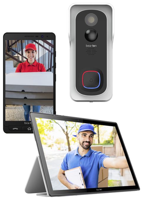 2304 x 1296 Pixel IP54 Nachtsicht  Visitor 2V Video Türklingel (Schwarz, Weiß) 
