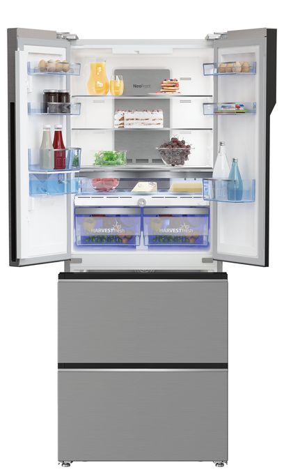 Side-by-Side Kühl-/ Gefrierkombination French Door 307 l / 174 l 383 kWh NoFrost 1920 mm x 760 mm  GNE490E30DZXPN (Edelstahl) 
