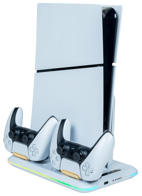 PlayStation 5 Slim Kabelgebunden  Ladestation mit Lüfter für PS5 (Weiß) 