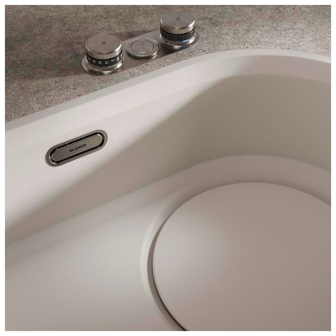 Granit 1 Becken  OOVALON 700-IF Flächenbündige Spüle für 80 cm Unterschrank (Weiß) 