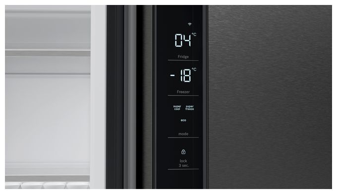 Side-by-Side Kühl-/ Gefrierkombination French Door 405 l / 200 l 333 kWh NoFrost 1830 mm x 910 mm  Serie 4 KFN96AXEA (Schwarz) 