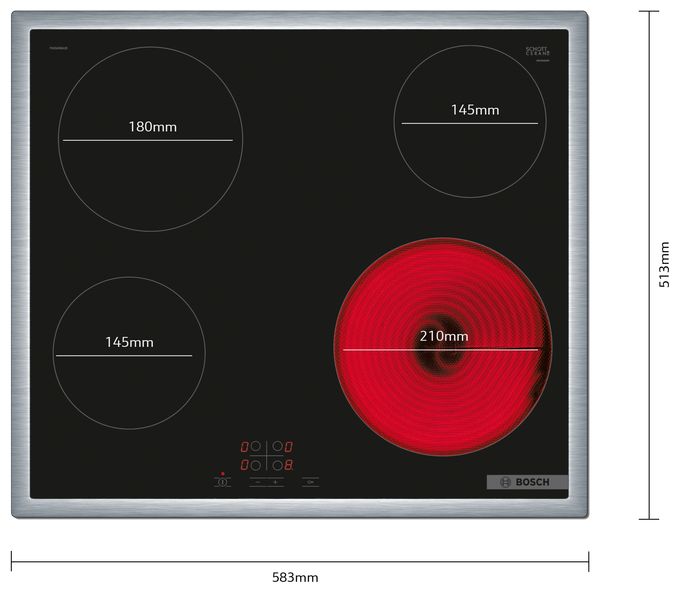 60 cm Glaskeramik Kochfeld/Herdplatte 4 Zone(n) Serie 4 PKE645BA2E autarkes 