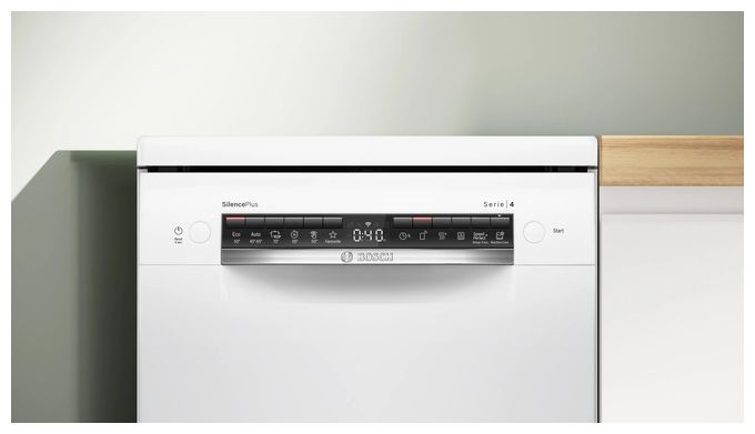 45 cm Geschirrspüler freistehend leise 10 Maßgedecke aquaStop Funktion Wärmetauscher (Weiß) Serie 4 SPS4HMW13E 